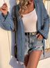 2023 Autumn and Winter New Medium and Long Knitted Sweater Jacket Women's Solid Color Lantern Sleeve European and American Sweater Women's Cardigan