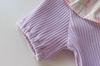 Girls' Floral Collar Short Sleeve Summer Outfit - Stylish Baby Two-Piece Set In Solid Color