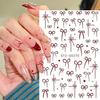 Nail Sticker Wine Red Bow Tie Line Feather Nail Enhancement Back Glue Nail Jewelry Nail