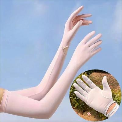 Eisige Seide Sonnenschutz-Ärmlinge UV-beständig Armabdeckungen für Damen, Sommer Radfahren Sonnenschutz, 5-Finger Touchscreen & Anti-Rutsch-Design