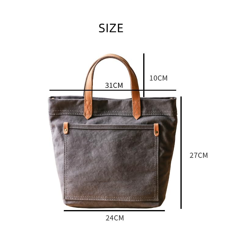 IOKI HAMPU Canvas and Genuine Leather Tote Bag, Lunch Bag, Shoulder Bag, Slightly Water-Repellent, 2-Way Canvas (Navy Blue)