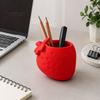 PLA Aesthetic Desk Accessories 3D Printed Strawberry Pen Holder, Creative Desktop Organizer for Pencils and Makeup Realistic Fruit Shaped Storage