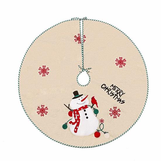 Christmas Tree Skirt 40 Inch Winter Snowman/Santa Claus Xmas Tree Mat Rustic Burlap Tree Skirt for Holiday Party Home Indoor Decorations