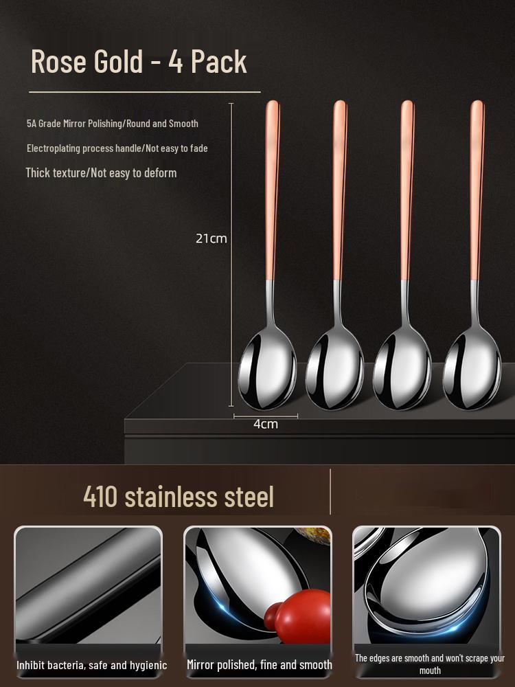Korean Style Stainless Steel Long Handle Soup & Stirring Spoon