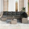 Ensemble de canapé de jardin 8 pièces avec coussins en rattan, Canapé de jardin 2 places avec coussins en rattan gris 3345829