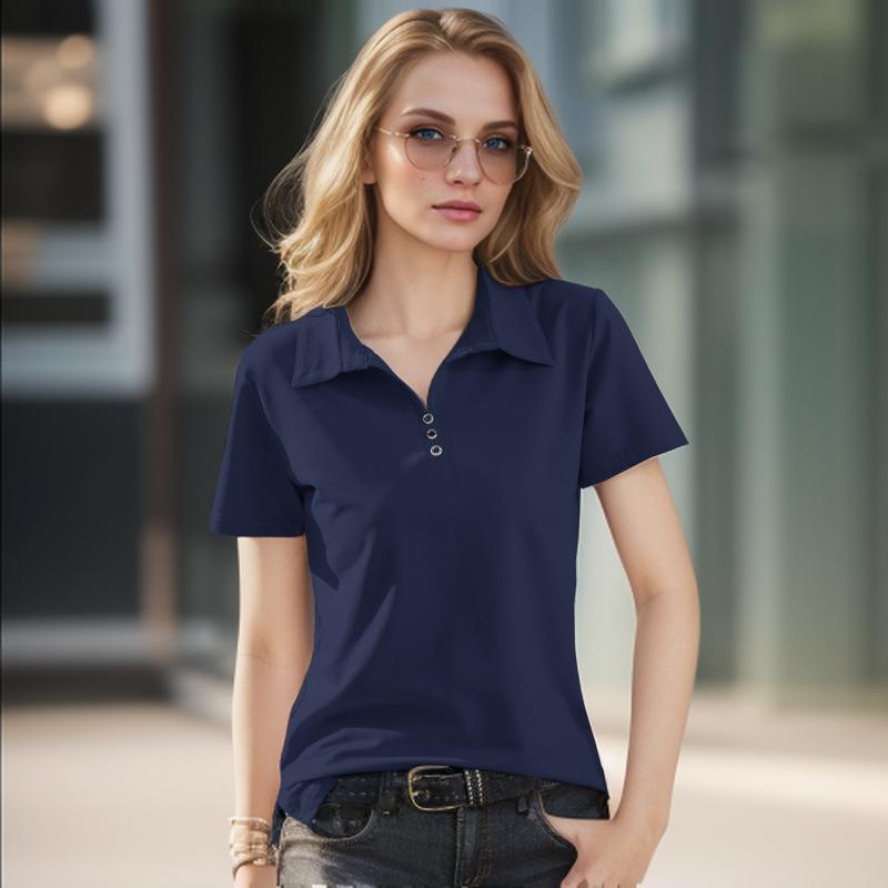 Women's 3XL Cotton Short-sleeved POLO Collar Simple Outer Wear T-shirt Women's Bottoming Shirt Summer New Slimming Solid Color