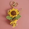Keychain Pendant Hand Crocheted Flower Key Chain Colorful Yarn Roses Sunflower Charm Key Holder Bag Car Key Accessory