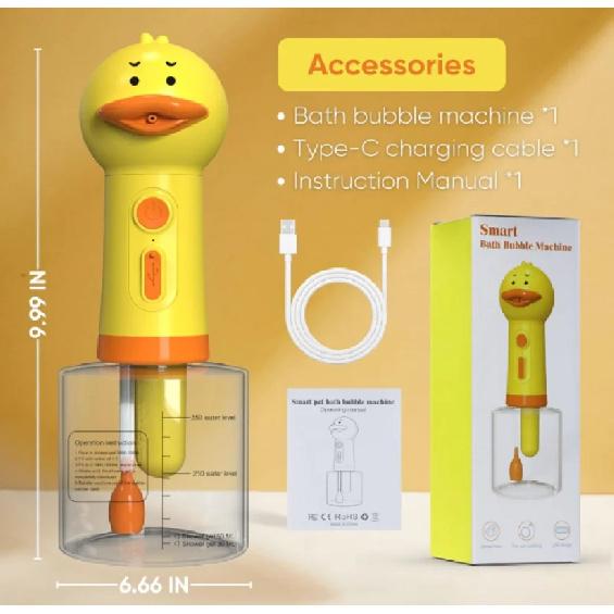 Electric Dog Shampoo Dispenser Dog Shampoo Sprayer Duck Shampoo Foamer for Pet, Foaming Soap Dispenser for Bathtub,