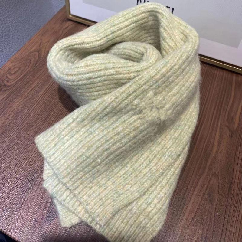 Korean Version Ins Colorful Knitted Scarf for Women Winter Wool Solid Color Student Warm Woolen Scarf for Male Couple