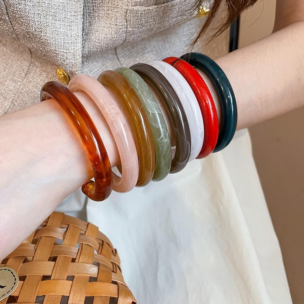 Kreisförmiger Geometrischer Harzarmreif Böhmisch Retro Handring Temperament Öffnungsarmband Dekoration