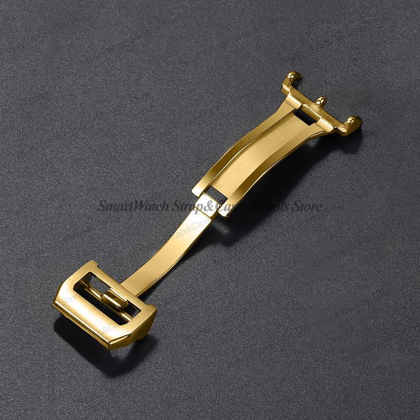 Hebilla de Reloj de 18 mm para IWC Pilot Mark Portuguese Acero Inoxidable Hebilla Plegable Banda de Caucho Nylon Cuero Botón de Hebilla Desplegable