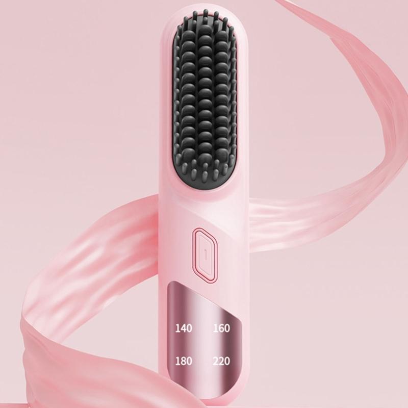 Small Travel Friendly Straightening Brush With MCH Ceramic Heating Technology And USB C Charging