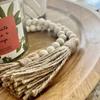 1pc Farmhouse Beads Wooden Beads Garland with Tassels – Rustic Boho Wedding Decor Holiday Wreath for Door/Halloween/Thanksgiving/Christmas