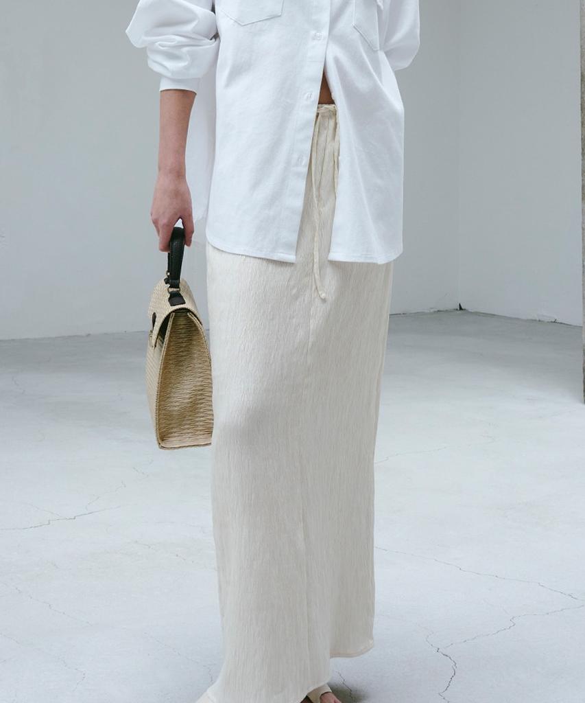 ARTINARY Wrinkle Long Skirt (Ivory)