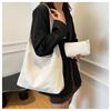 Large Capacity Vintage Woven Tote Bag with Detachable Mini Purse Set Faux Leather Shoulder Handbag for Women