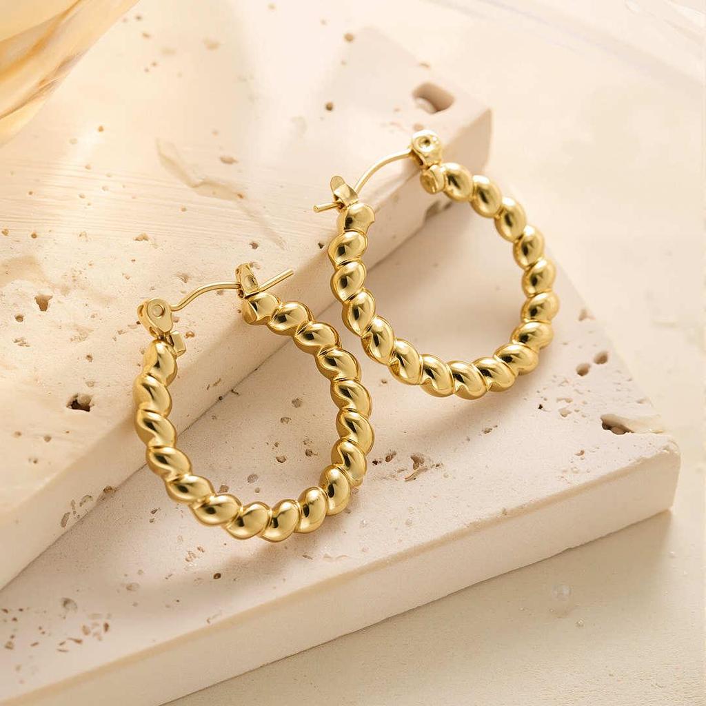 Raffinate Ear Cuff in Acciaio Titanio Oro 18k per Donna