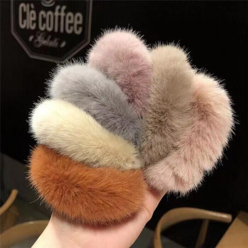 Cute Cartoon Rabbit Hair Rubber Bands Kids Girls Winter Plush Elastic Hair Ties Scrunchies Women Headwear Hair Accessories Gift