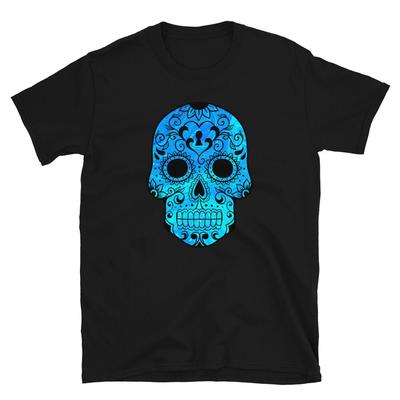 Skull Trippy Hippie Blue Green T-Shirt