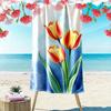 Red and Yellow Tulip Design Beach Towel Quick-drying for Travel Outdoor Sports Jogging Beach and Swimming
