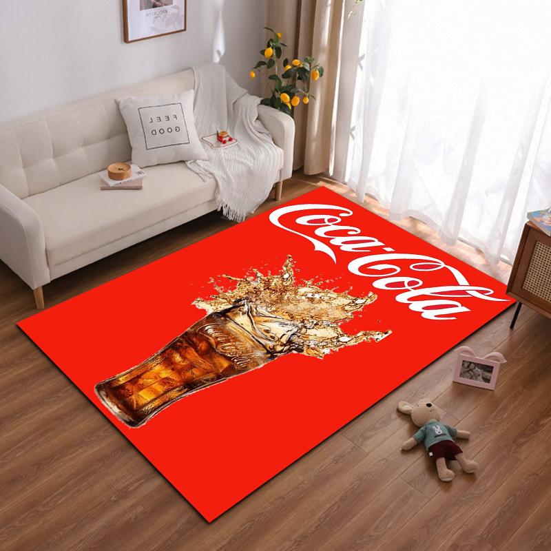 "Red Carpet with Coca-Cola Logo and Splashing Drink Design" Suitable for Use As an Anti-slip for Living Room Bedroom Sofas