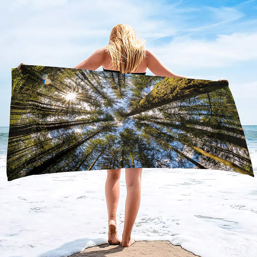 Forest Series Seaside Vacation Beach Towel Swimming Bath Towel Microfiber Sports Towel