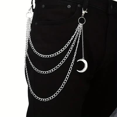 1 Stück Hip Hop Punk Pentagramm Anhänger Taillenkette Ins Style Mode Persönlichkeit Mehrlagige Metallkette Herren- und Damen-Hose