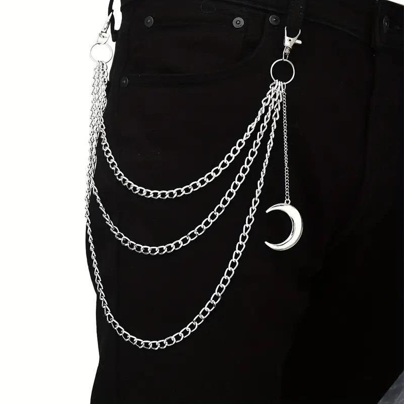 1Pc Hip Hop Punk Pentagram Pendant Waist Chain Ins Style Fashion Personality Multi-layer Metal Chain Men's and Women's Trousers