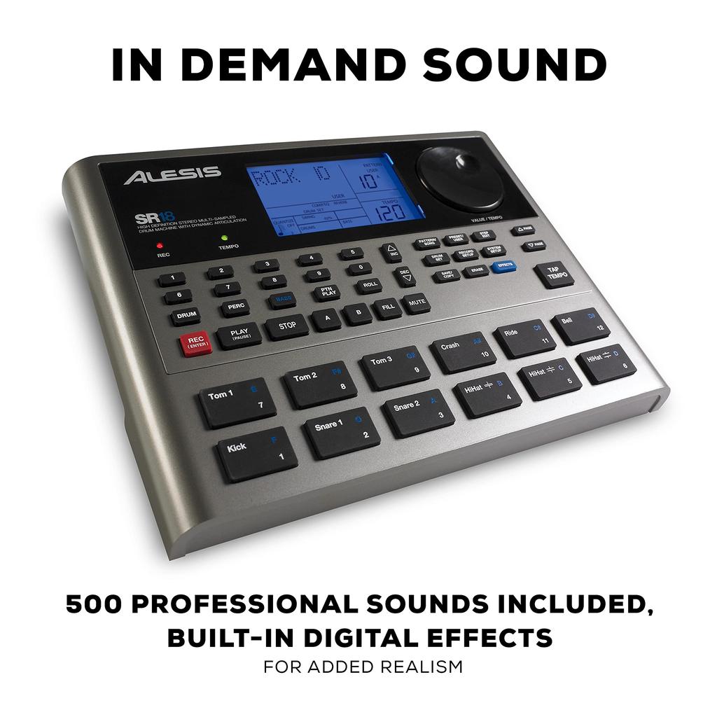 Alesis Drum Machine with 500 Sounds MIDI Connection Built-in SR-18