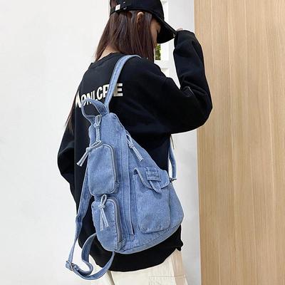 Women's Denim Canvas Mini Crossbody Backpack - Lightweight, Casual, and Perfect for Commutes or Travel