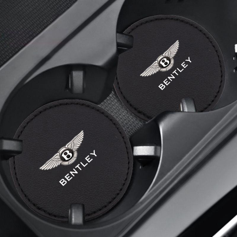 2Pcs Car Interior Coaster Water Cup Bottle Holder Anti-slip Pad Mat for New Bentley Flying Spur Continental GT Bentayga Mulsanne