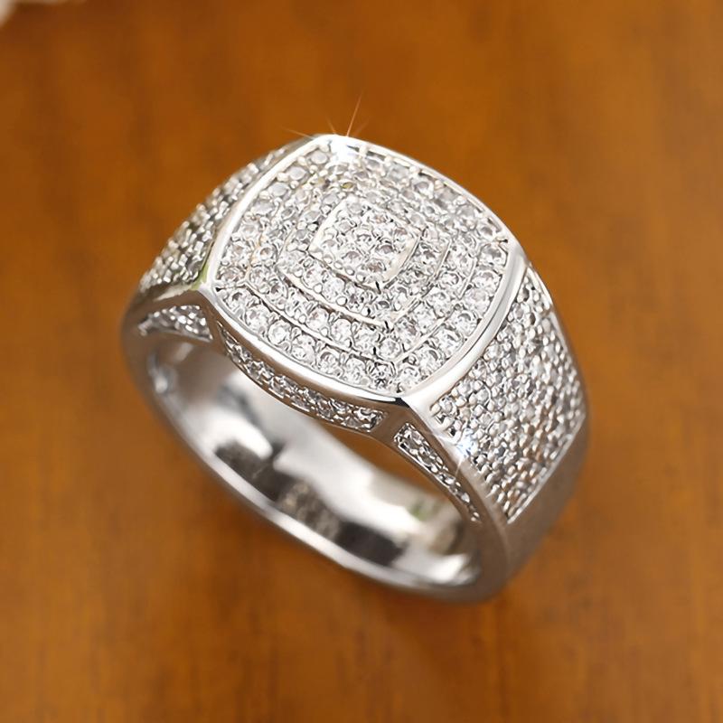 Heavy Industry Geometric Design Ring Woman, Half Circle Inlaid Zircon Ring, Light Luxury High-End Jewelry