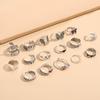 Ring Retro Design Exaggerated Snake Frog Butterfly Love Poker Combination 16-Piece Ring