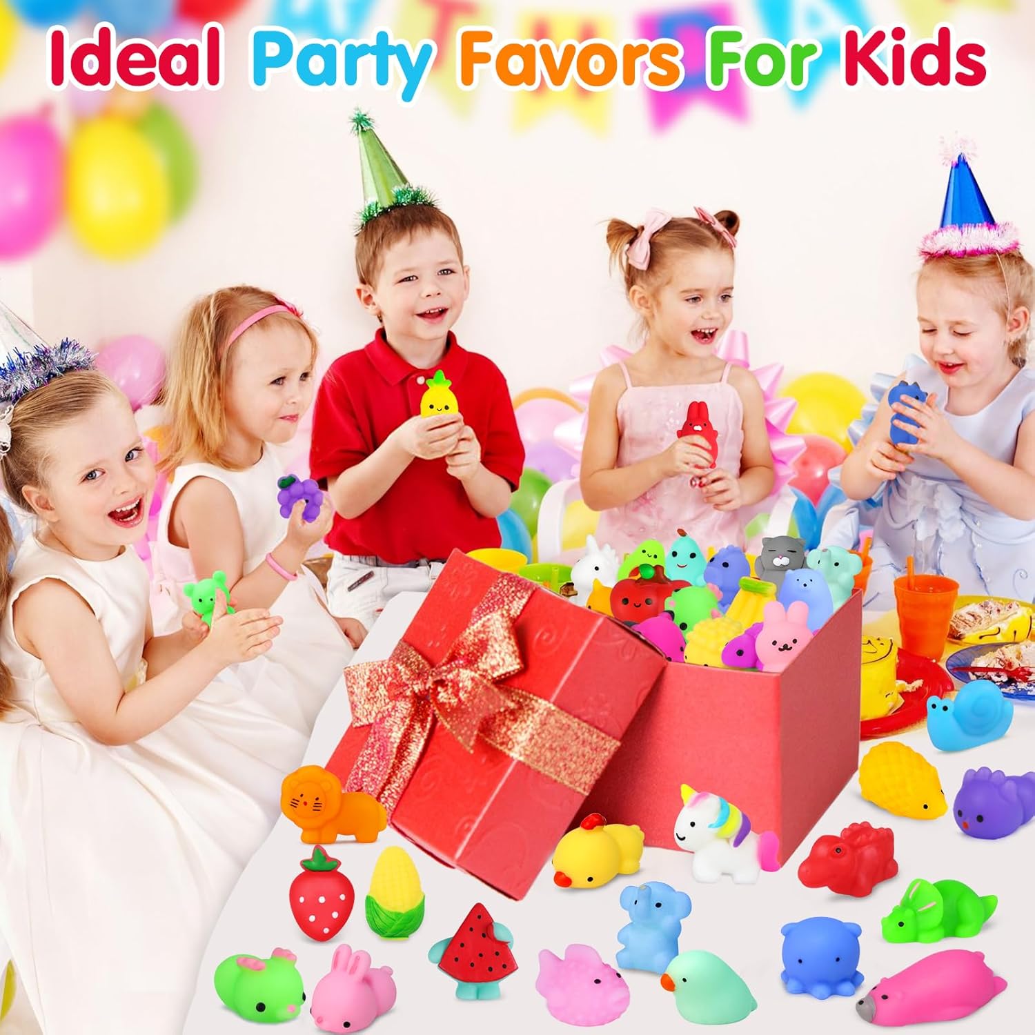 130PCS Squishies Mochi Squishy Toy, Kawaii Squishies Party Favors for Kids Stress Relief Fidget Toys Treasure Box Toys Classroom Prizes Kid Easter