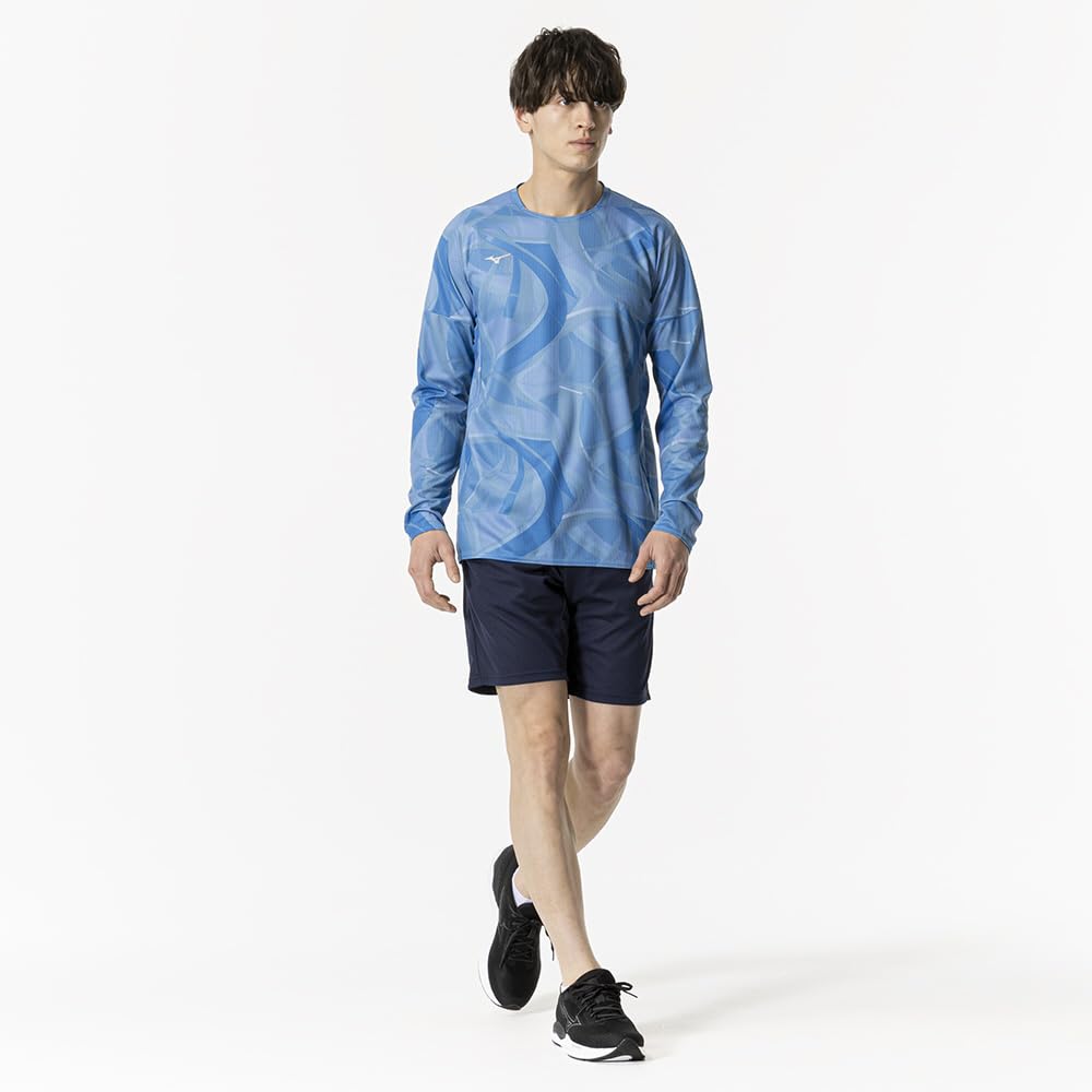 Training Dry Aeroflow Long Athlete MUGEN Quick Highly Parisian Blue [Mizuno] Wear, T-Shirt, Sleeve, Interlocking, GRAPHIC, Dry, Ventilated, 32MAB554,