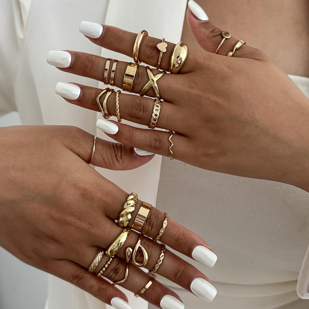 Irregular Liquid Lava Metal Pleated Open Ring, Fashionable Hollow Smooth Joint Ring