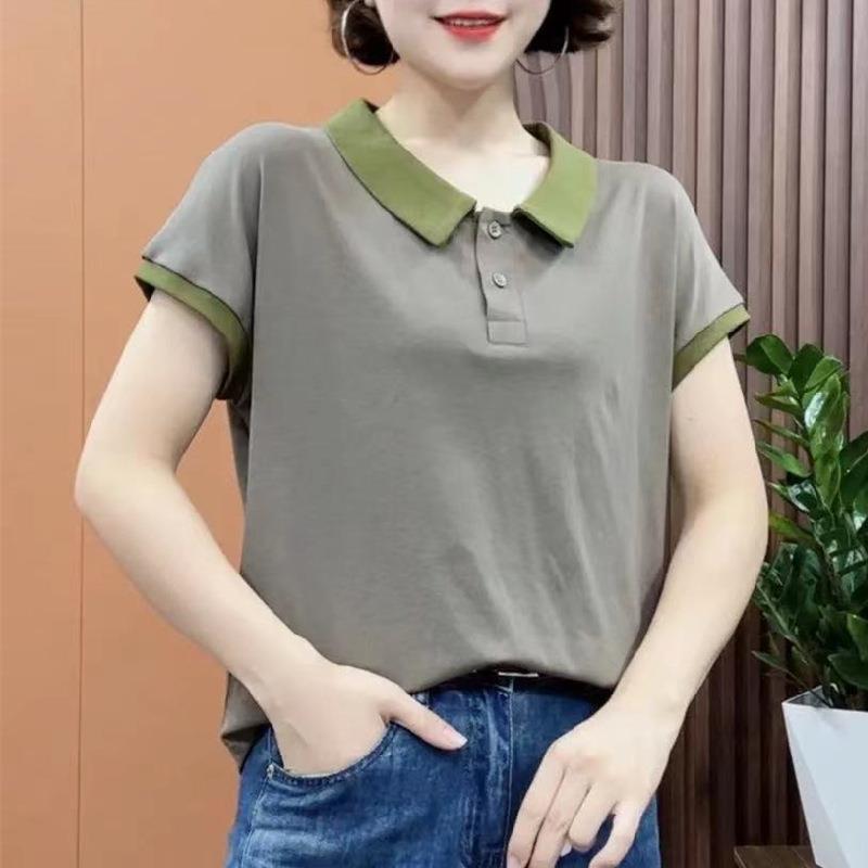 Mom's Shirt Collar Latest Style Large Size Women's Loose Short-sleeved Shirt for Women