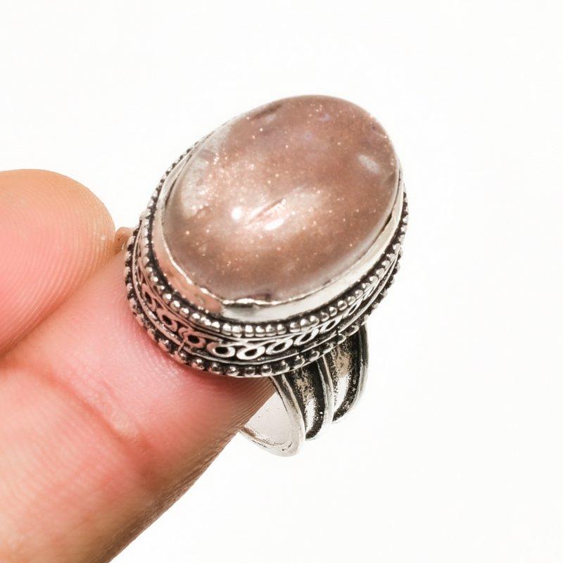 

Ювелирное кольцо ручной работы с солнечным камнем 925 пробы, посеребренное, размер 7