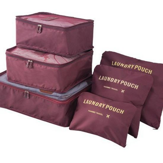 6-Piece Travel Toiletry & Clothing Storage Set with Document Bag