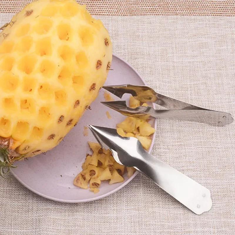 Portable Fruit Peeler Pineapple Corer Slicer Cutter Stainless Steel Strawberry Seed Remover Cutting Slicer Clips Kitchen Gadgets
