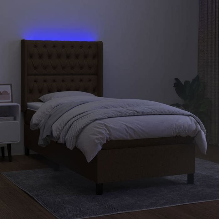 VidaXL Slat Bed Base with Mattress and LED, Upholstered Bed, Single Bed, Adult Bed for Indoor Bedroom, 3138528