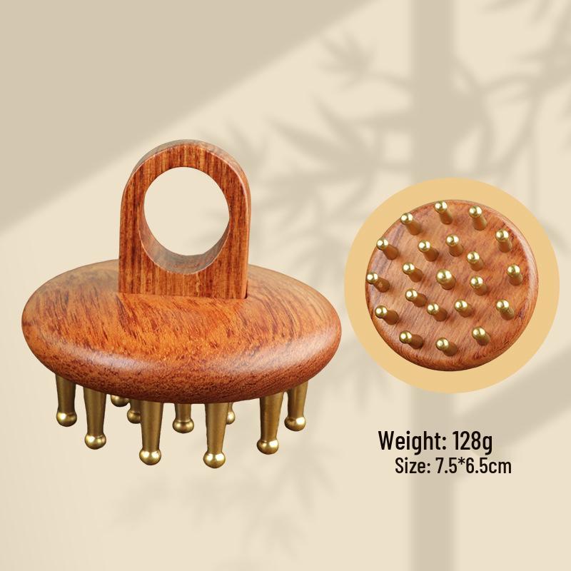 Meridian Gua Sha och Massageborste i Mässing för Kropp & Hårbotten