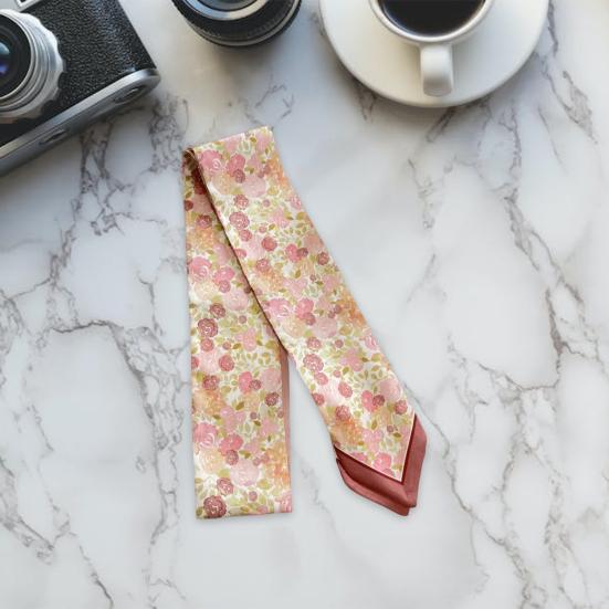 Kvinner Sommer Skjerf Bag Dekorasjon Myk Kontrast Farge Blomstertrykk Kunstnerisk Maleri Dekorer Hals Glatt snøring Dame Hårbånd Hårtilbehør