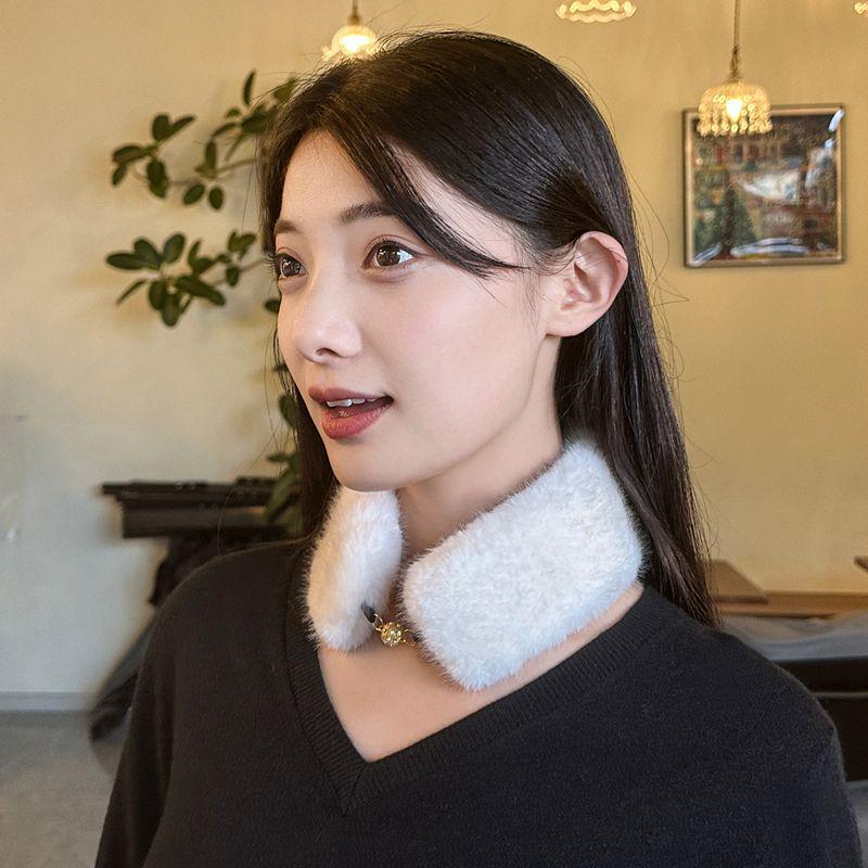 Double-Sided Faux Mink Fur Snood: Warm Plush Magnetic Buckle Scarf & Neck Protector for Women