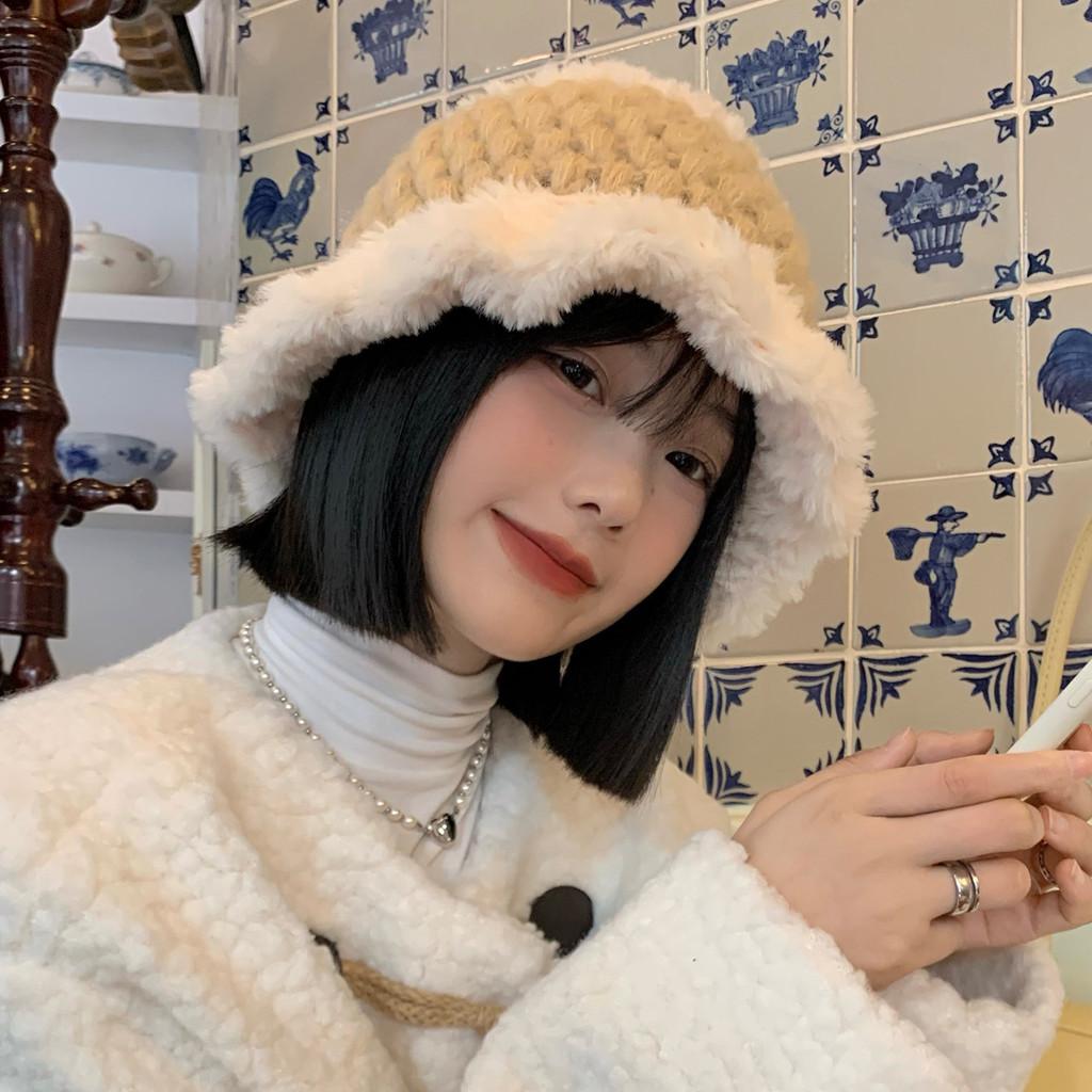 Fuzzy Winter Womens Bucket Hat Elegant And Warm Cashmere Blend Style