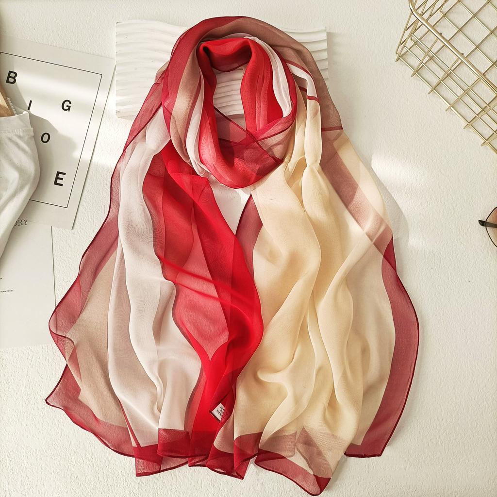 160*50Cm Long Wraps Beach Sunscreen Scarves Silky Georgette Thin Soft Chiffon For Women Gradient Printing Scarf Shawls Hijab