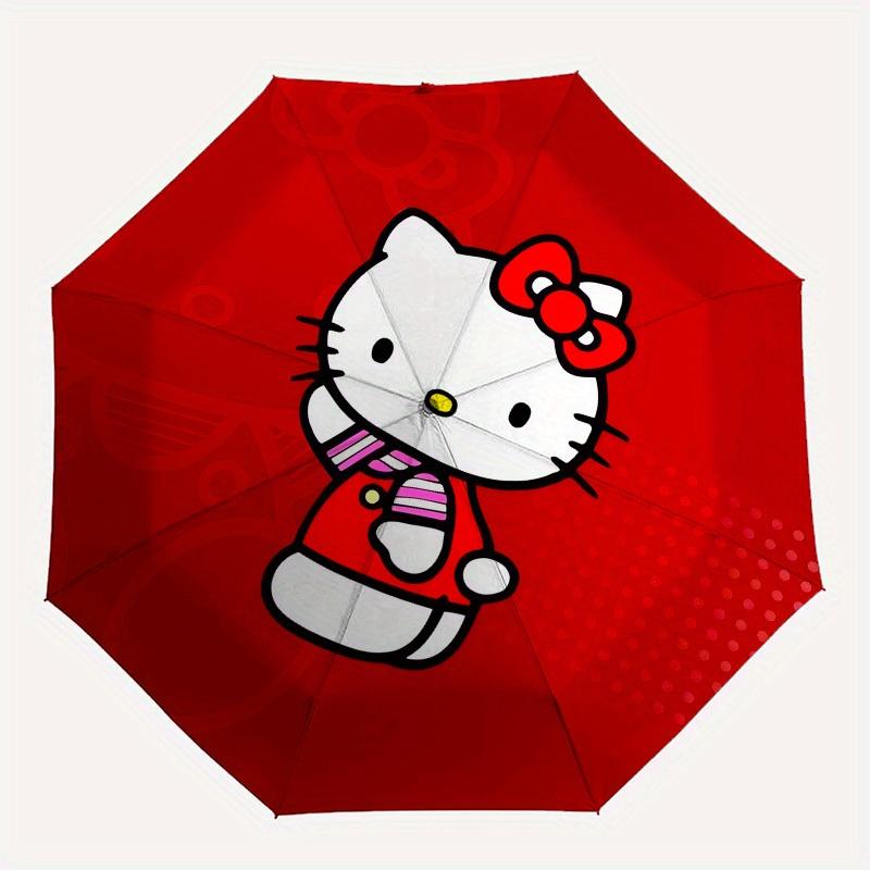 1pc Hello Kitty Red Background Umbrella with Plastic Handle,Suitable for All Seasons Home Travel Outdoor UmbrellaSanlio712
