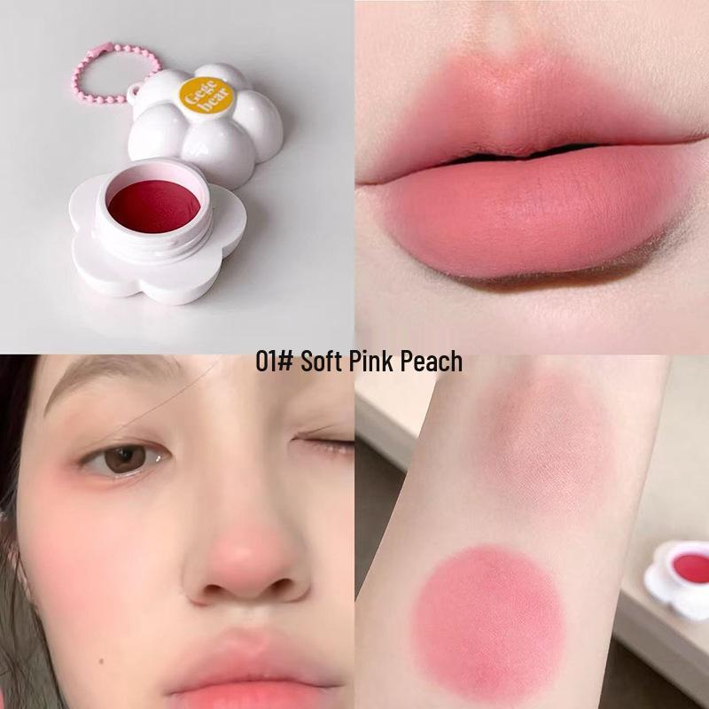 Розовый Милый Мишка Геге Матовая Глиняная Румяна и Тени для век Блеск для губ 4g