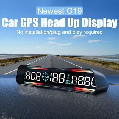 Compass Car GPS Heads Up Display Auto Accessories Smart Digital Alarm Reminder Meter Speedometer Clock G19 HUD KM/H MPH Meter