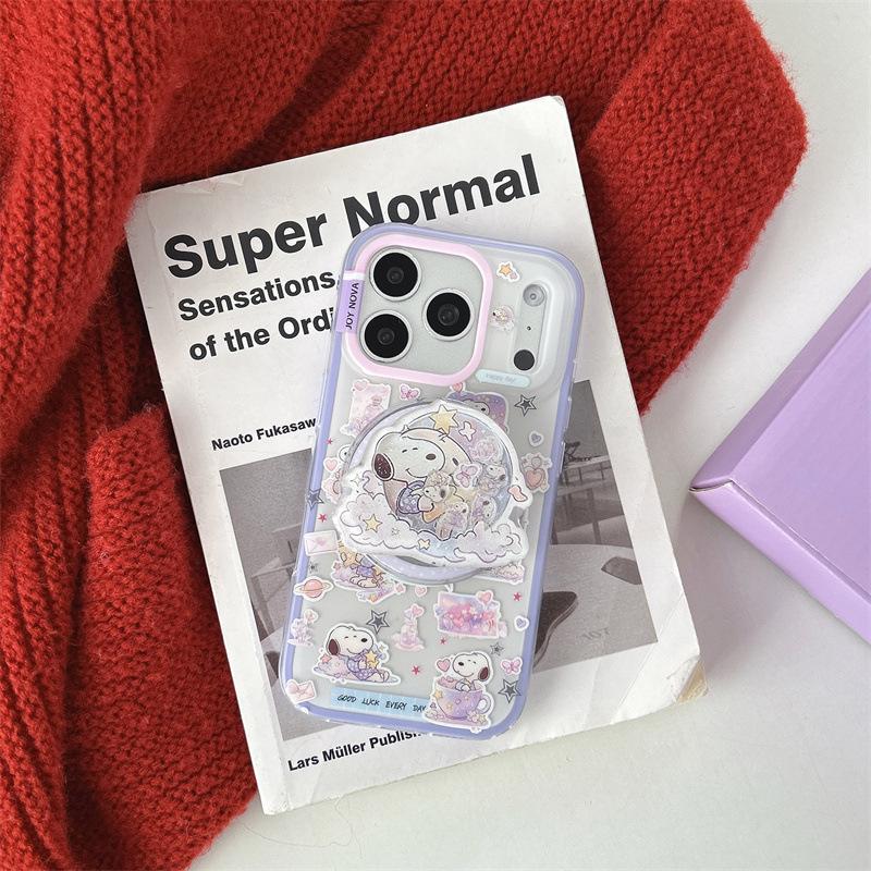 Aesthetic Starry Sky Snoopy Magnetic iPhone 17/16ProMax/15/14 Case with Girly Heart Design iPhone 17 Pro Max