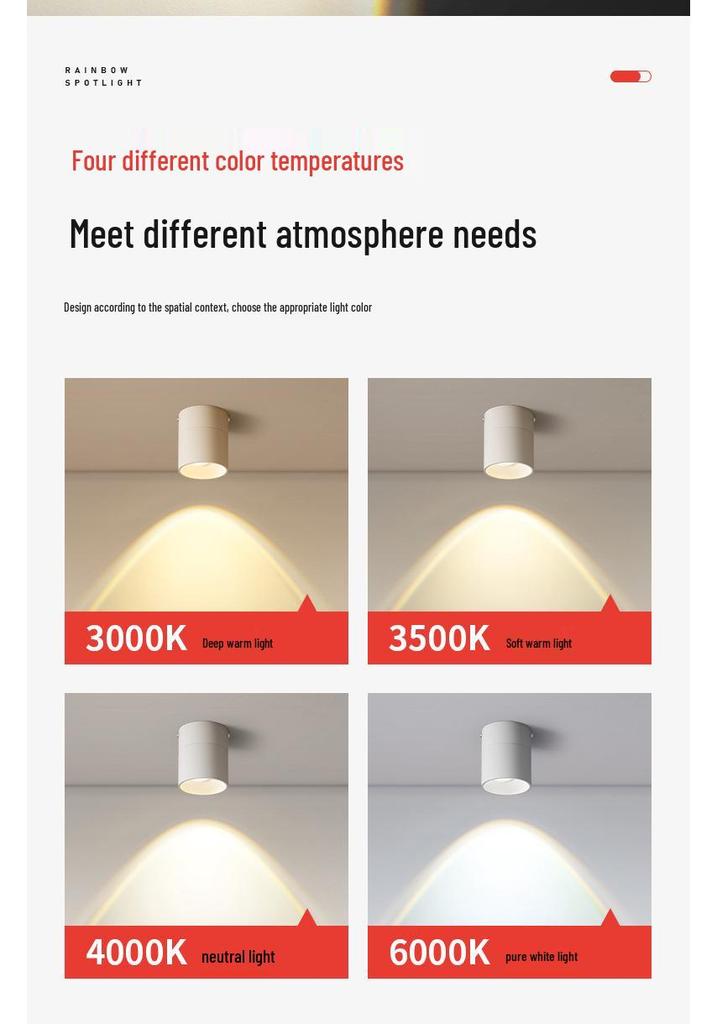 Adjustable Angle Rainbow Spotlight for Living Room Corridor